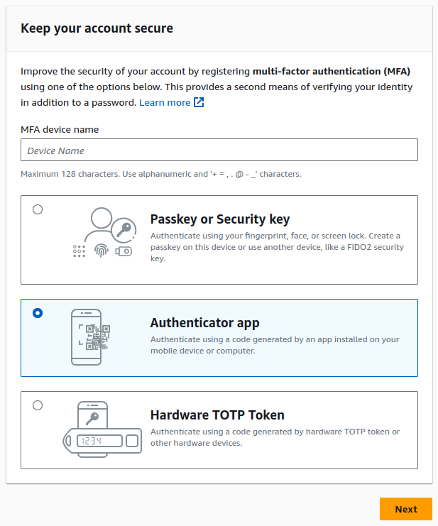 Setting Up Multi-Factor Authentication (MFA) for AWS